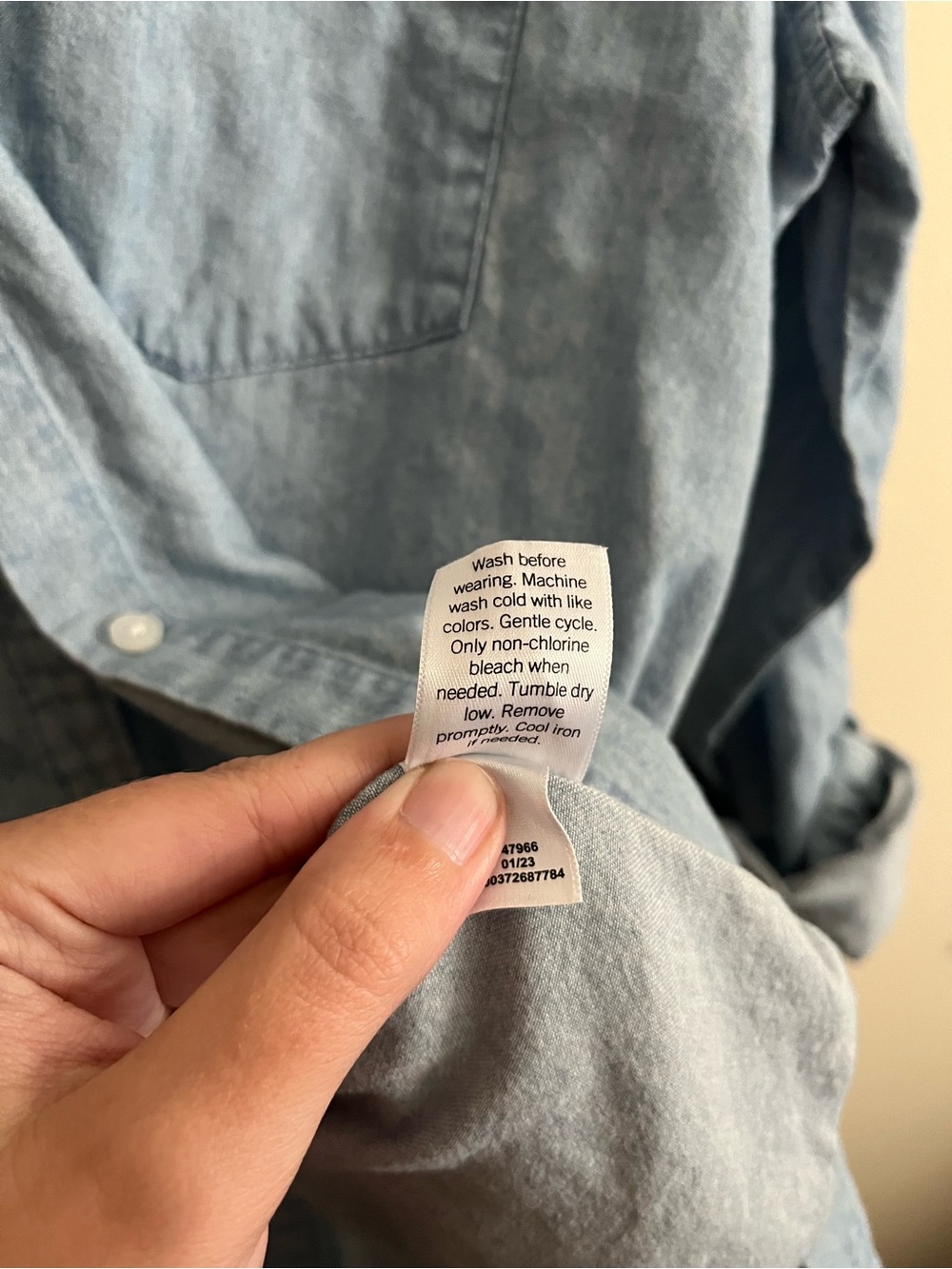 Classic Light Blue Denim Button-Up Shirt - Picture 8 of 10